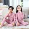 Clothing Sets Autumn Winter Thermal Underwear Suit Girls Boys Pajama Baby No Trace Warm Sleepwear Candy Colors Kids Clothes 231214