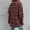 Kvinnors blusar skjortor Autumn Women Vintage Loose Red Plaid Casual Shirts Female Turn-Down Collar Long Sleeve Blue with Button Outwear Clothing YQ231214