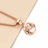 Kedjor Klassiker i pläterade 14K Rose Gold Round Small Necklace 585 Purple Crystal Pendant Clavicle Chain Party Jewelry Gift
