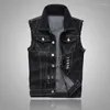 Coletes masculinos S-6XL Mens Denim Casacos Outono Masculino Coletes Turn-down Collar Único Breasted Slim Tidal Current Outerwear Roupas H41