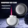 2023Metal Windproof Red Flame Inflatable Lighter Magnetic Round Cap Electronic Press Ignition Creative Shape Small Portable Gift