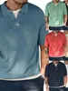 Polos masculinos 2023 verão moda casual cor sólida de manga curta com decote em v camisa polo lapela camiseta na moda