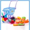 Tools Workshop Shopping Trolley Cart Supermarket Push Car Toys Basket Mini Simulation Fruit Food Preteny Spela Toy for Children 231213