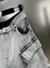 Fashion Gradient Meerdere zakken Design jeans dames single button hoge taille denim broek 2023 herfst vrouw newzln231201