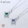 Czcity Genuine 925 Sterling Silver Snowflake Colar Pingente Gemstone Colar CZ em jóias de prata para mulheres colar de casamento