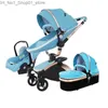 Strollers# Strollers# Luxury Leather 3 In 1 Baby Stroller Two Way Suspension 2 Safety Car Seat Born Bassinet Carriage Pram Fold1 Q231215