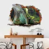 Lizard 3d View Wall Sticker Real Animal Wallpapers Through Wall Green Lizard Decals Kids Room Decoration Boys Gifts