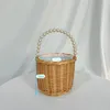 Handbags Women Mini Straw Handbag Tote Cute Pearl Basket Bag for Kids Girl Rattan Woven Beach String Purse Hand Bags 231214