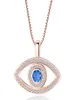 Blue Evil Eye Pendant Necklace Luxury Crystal CZ Clavicle Necklace Silver Rose Gold Jewelry Third Eye Zircon Necklace Fashion Birt4021540