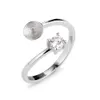 Elegant Classic Style Pearl Ring Mountings 925 Sterling Silver Set Prongs Round Cut Clear White Zircon 5 Pieces279i