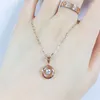 Kedjor Klassiker i pläterade 14K Rose Gold Round Small Necklace 585 Purple Crystal Pendant Clavicle Chain Party Jewelry Gift