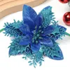 Decorative Flowers 14cm Glitter Artificial Christmas Xmas Tree Ornaments Merry Decorations For Home Year Decor Navidad Gifts