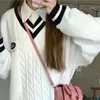Pulls pour femmes Deeptown style coréen pull surdimensionné pour femmes rétro col en V tricoté à carreaux uniforme scolaire préparatoire pulls 231213