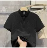 Tasarımcı Moda Üst İş Giysileri İşlemeli yaka Ayrıntıları Kısa Kol Polo Gömlek Erkek Tee M-4XL