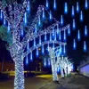 Christmas Decorations 10 Tube Meteor Shower LED String Lights Street Garland Christmas Tree Decoration Outdoor Year Fairy Tale Garden Lights 231214