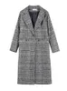 Frauen Wolle Mischungen Frühling Herbst frauen Plaid Mantel Mode Lange Schlanke Art Weibliche Winter Woolen Jacken Outwear 231213