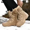 Boots PLUS SIZE 36-46 Military Boots Leather Combat Boots for Men and Woman Fur Plush Winter Snow Boots Outdoor Army Bots Army Shoes 231214