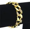 Miami Curb Cuban Link Mens Armband Chain Rostfritt stål Hip Hop Iced Out Goldcolor 8Inch15CM6473018