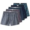 Underpants Shorts Mens Home Underwear Boxer Elastic Comfortable Plaid Button For Casual Waistband Cotton