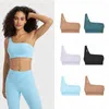 Lu Reggiseni sportivi da donna con una spalla a coste, canottiere da yoga, spalline sexy, atletico, corsa, allenamento, reggiseno yoga asimmetrico con imbottiture rimovibili A-39