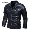 Herrenjacken 2023 Winter Schwarz Leder Jacke Männer Fellgekleidet warmes Motorrad Slim Street Fashion Black Biker Mantel Falten Design Reißverschluss 231214