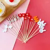 Vorken 100 Stuks Pasen Fruit Vork Wegwerp Bamboe Spiesjes Wortel Picks Sandwich Buffet Stick Gelukkig Decor