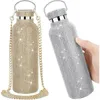 Vattenflaskor Creative Bling Diamond Thermos Portable Glitter Rhinestone Water Bottle Crossbody rostfritt stål Termisk kolv Keep Thermocup 231213