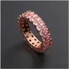 Кластерные кольца Iced 2 Row 360 Eternity Pink Stone Ring