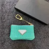 Unisex Womens Men Designer Purse Triangle Keychain Coin Bag Fashion Coloured Woven Purse Keyrings Pouch Mini Wallets Coin Credit Card Holder Keychains Lanyards New