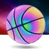 Balls Holographic Reflective Basketball Ball PU Leather Wear-Resistant Colorful Night Game Street Glowing Basketball with Air Needles 231213