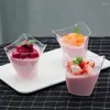 Engångskoppar sugrör 100 -stycken dessert glass kopp för fest födelsedag vridna triangel mousse