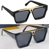 Designer Bevis Solglasögon Z1503W Mens Black or White Acetate Frame Beveled Front Z1502E med bokstäver graverade på linsen Patte273H