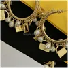 Charme Mulheres Designer Orelha Studs Gold Sier Luxo Marca Carta Peal Hoop Brincos Estilo Simples Jóias Grande Círculo G Brinco Para Lady P Otmlx