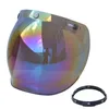 Motorcykelhjälmar UV -skyddshjälmlins Set Windshield Retro Hållbar skrapbeständig 3 Snap Bubble Visor Frame Anti Fog Universal