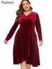 Sukienki w dużych rozmiarach Autumn Velvet Midi Sukienka Kobiety z długimi rękawem Plated Ladies Fashion Fasual Loose Woman 2023 Vestido Mjer