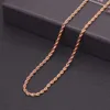 Anpassad 18K Real Gold Plated Rope Chain 2mm 3mm 5mm rostfritt stål Mänkedja Halsband Kvinnokedjor Fashion Smycken Halsband