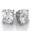 4ct 14K Beyaz Altın Yuvarlak Laboratuar Oluşturulan Elmas Küpeler Sepet Solitaire Studs2870