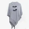 Scarves Winter Poncho Ruana Cape Open Front Shawl Wrap With Button