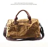 Duffel Bags Waterproof Waxed Canvas Leather Men Travel Bag Hand Bagage Bag.