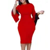 カジュアルドレス女性のためのカジュアルドレス2024到着ファッションエレガントな鉛筆ドレスソリッド長袖ナイジェリア七面鳥のオフィスレディ