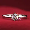 Whole-Never fading 1 2carat 6claws large simulated diamond Rings women 18K white gold plared Engagement alliance USA size304V