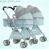 Kinderwagens# Kinderwagens# Kinderwagens Twin Baby 3 in 1 Afneembaar Hoog Liggend Lichtgewicht Opvouwbaar Absorber Dubbel Twee Slaap Mand Vervoer Drop De Dhk8V Q231215