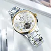 Armbandsur Rev tiger toppmärke automatiska mekaniska klockor stål super lysande tourbillon vattentät rga8235