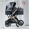Wózki# wózki# Carton Baby Stroller 3 w 1 z siedziskiem samochodowym PU skórzany Składany wózek wózka wózka podróżnego L230625 Drop D Otzpz Q231215