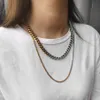 Miami Hip Hop 3 9 mm stal nierdzewna kubańska łańcuch łącza złota srebrny kolor naszyjnik Choker dla mężczyzn