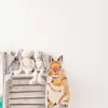 Hand Paint Cute Orange Bunny Rabbit Peek Wall Stickers for Living Room Bedroom Furniture Door Stickers Kids Room Living Room pvc