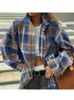 Women's Blouses Shirts Mueyaruho Women Vintage Oversized Plaid Shirt Flannel Casual Long Sleeve Loose Fit Blouse 2023 Autumn Winter YQ231214