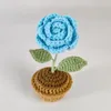 Dekorativa blommor virkade solros krukväxter Fake Flower Bonsai Rose Cactus Tulpan Daisy Artificial Handmade Woven Gift Home Desk Ded Decor