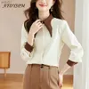 Blouses Femme Chemises 2023 automne hiver mode coréenne chemisiers à long traîneau femmes élégant tout Match bureau dame chemises décontractées Vintage Tops basiquesL231214