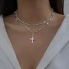 Necklace Earrings Set 2023 Luxury Classics Silver Color Crystal Cross Pendant For Women Fashion Banquet Party Jewelry Gifts Wholesale